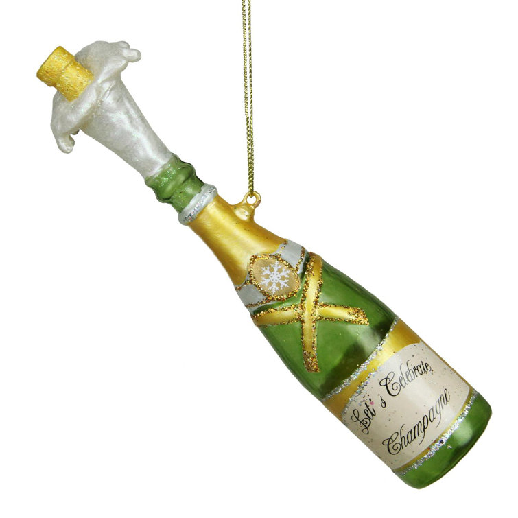 Northlight 7" Popped Cork Champagne Bottle Christmas Glass Ornament